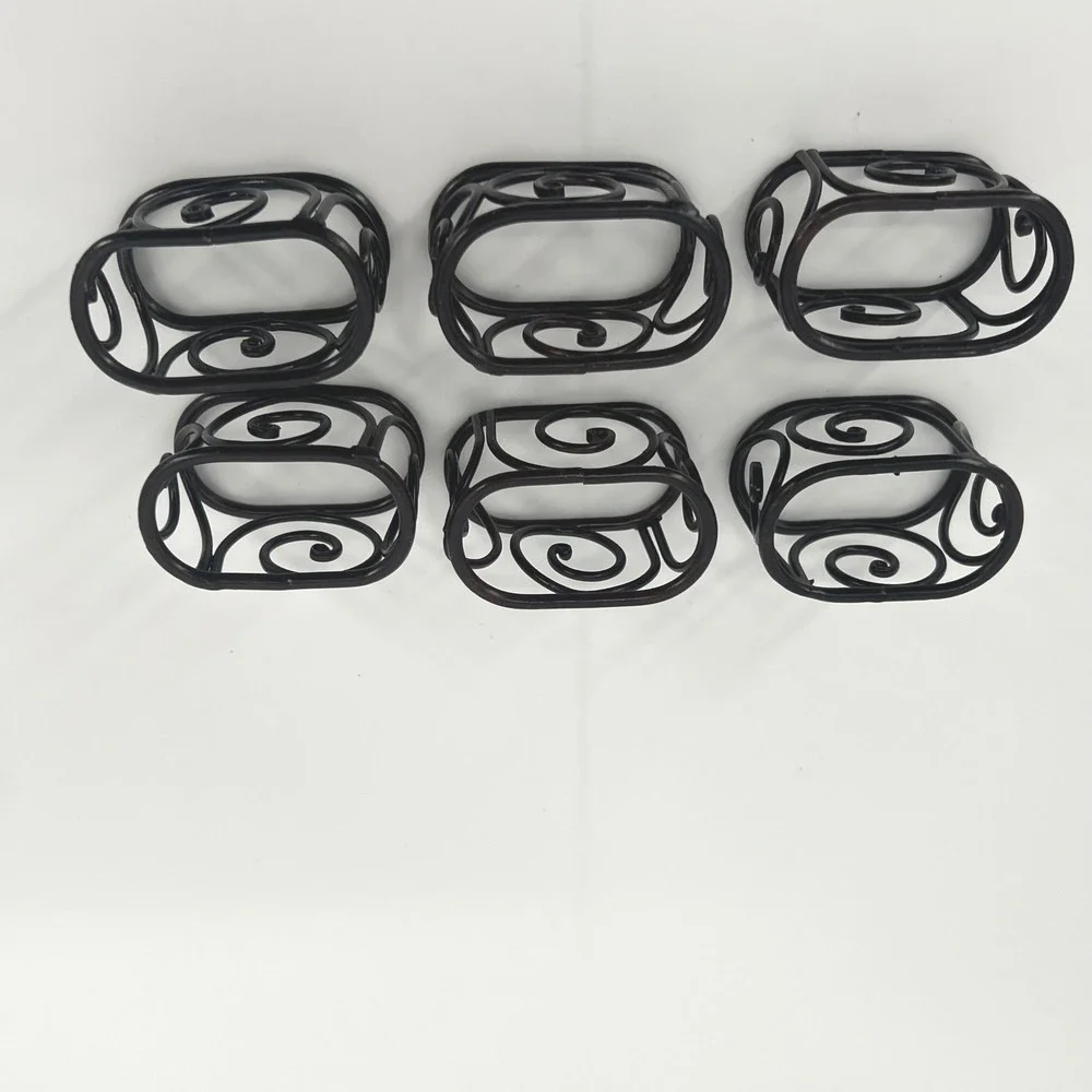 Wire Scroll Metal Napkin Rings Black Set of 6 Vintage Table Decor Pier 1 Imports
